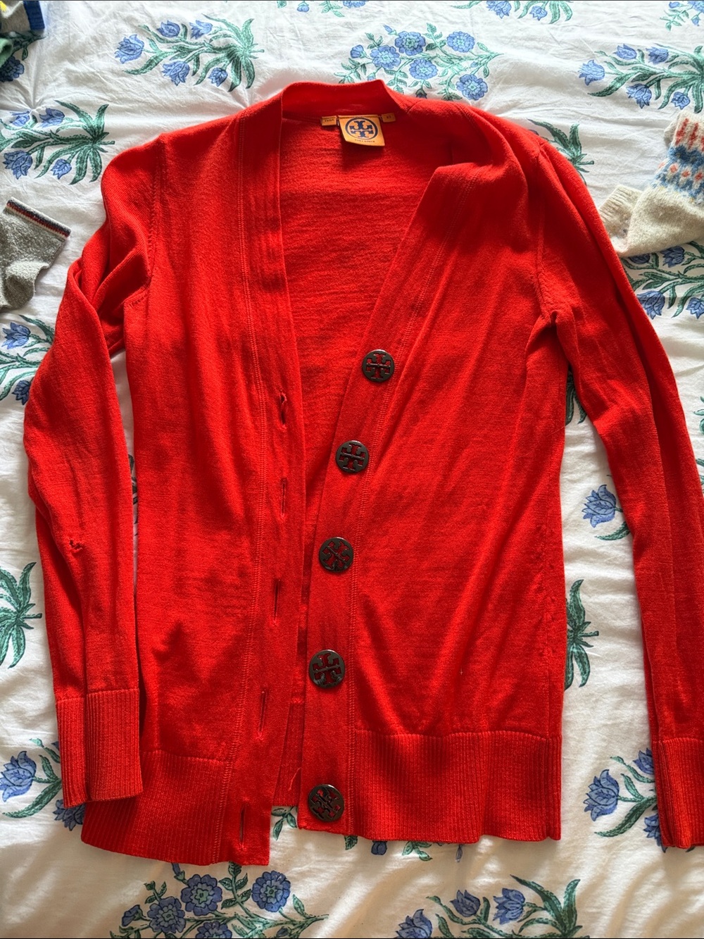 Tory Burch Bright Red Men's Button-Front Cardigan